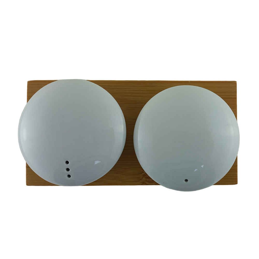Round Salt & Pepper Set With Bamboo Tray