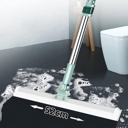 Silicone 3-in-1 Adjustable Indoor Broom Sweeper 180 Degree Rotatable Floor Wiper 52-cm