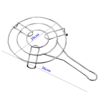 20-cm Stainless Steel Round Kitchen Hot Pot Stand with Handle Heat Resistance Stand