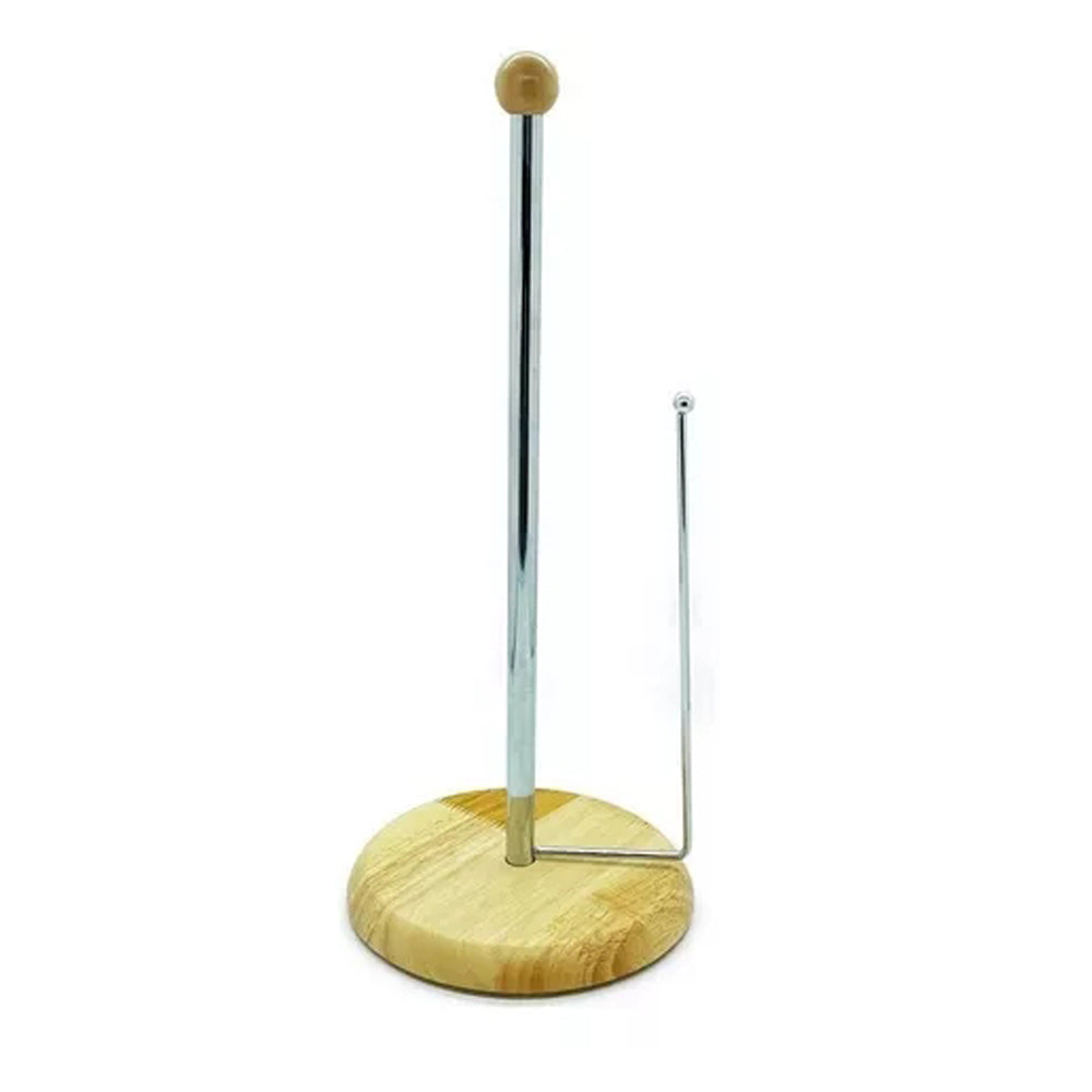 Bamboo and Stainless Steel Standing Kitchen Roll Holder