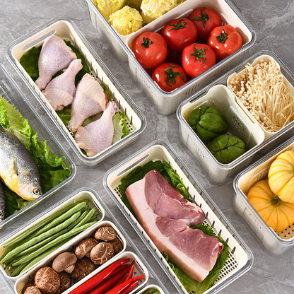 Food Storage Containers Box With Clear Lid and 4 Removable Drain Tray