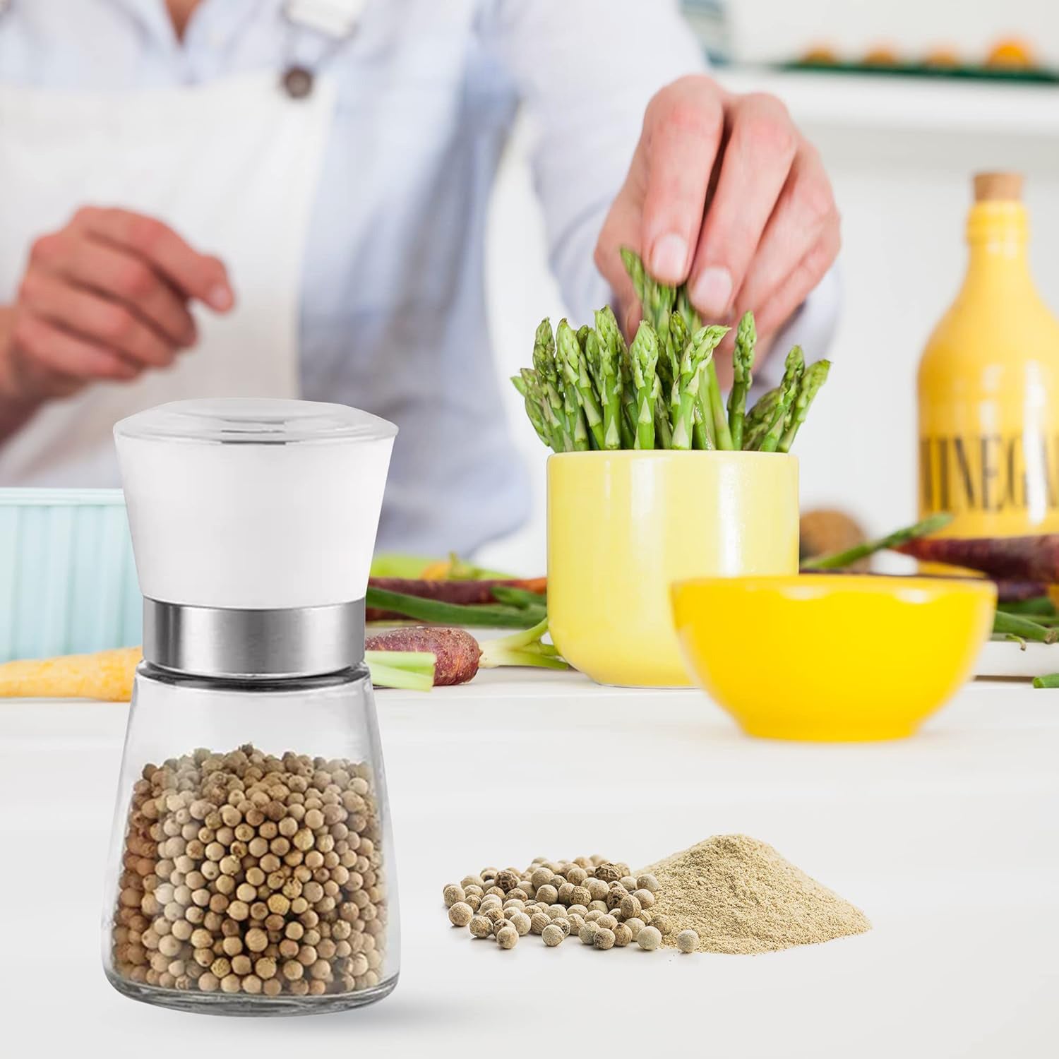 Danny Home Pepper Mill Seasoning Bottle 13-cm White