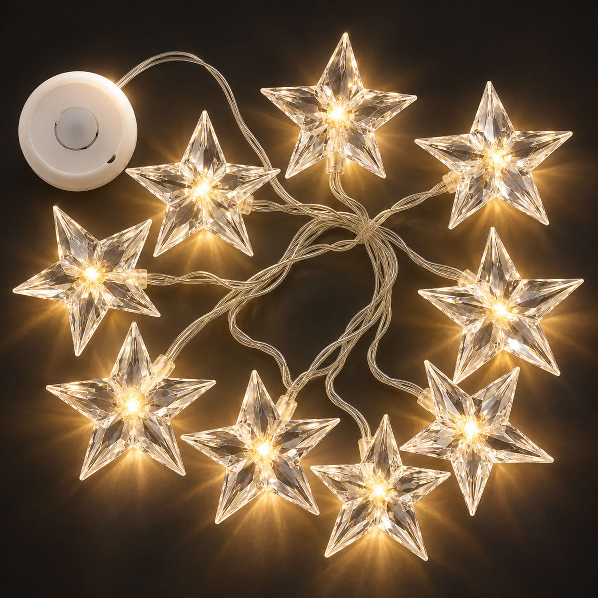 Migros Noël Indoor Star LED String Lights – 10 Warm White LEDs, 165 cm