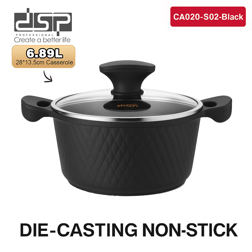 DSP CA020-S02-Black, 7-Piece Die-Cast Non-Stick Cookware Set