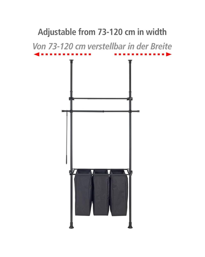 Wenko Hercules Telescopic Laundry Sorter System – Adjustable 3-Compartment Wardrobe Organizer