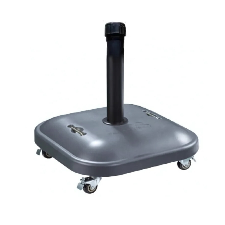 Concrete Square Grey Parasol Base with Wheels