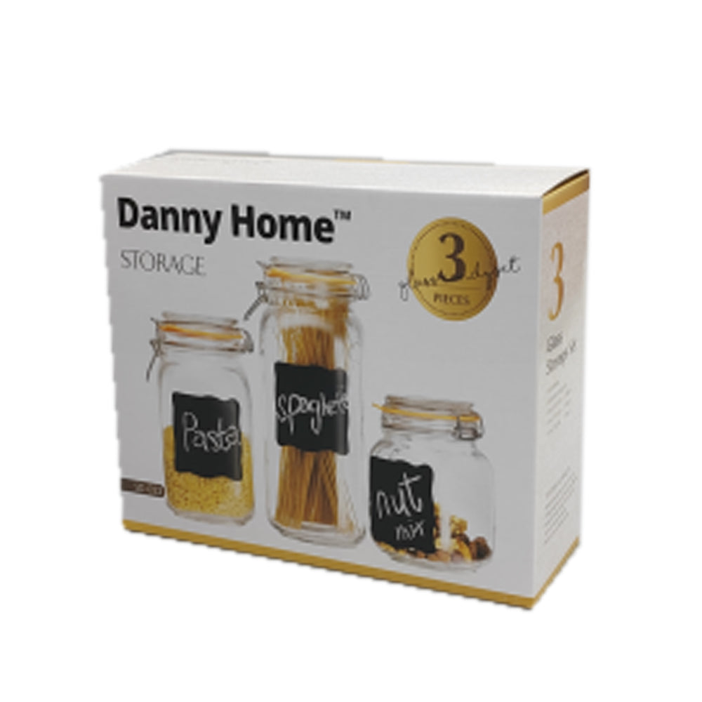 Danny Home 3-Pieces StoreIt Jars with Clip-Top Lid Set