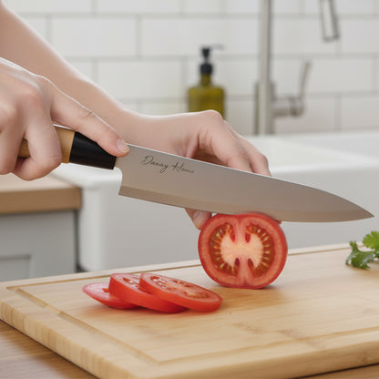 Danny Home 3-Pcs Stainless Steel Multipurpose Knife With Bamboo Cutting Board Set