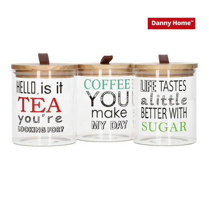 Danny Home 3-Pieces Glass Canister Set 750ml