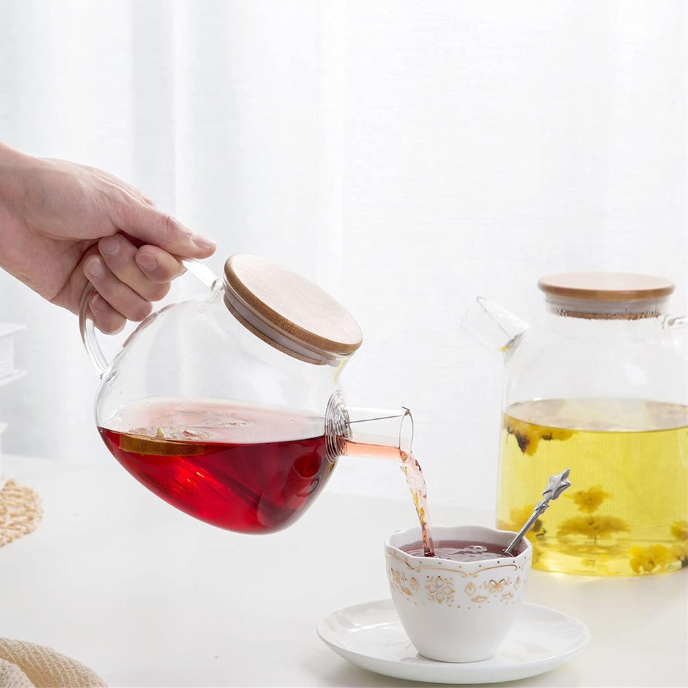 Glass Teapot with Infuser & Wood Lid