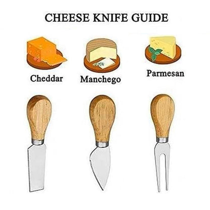 3-Pieces Wood Handle Cheese Knives Set