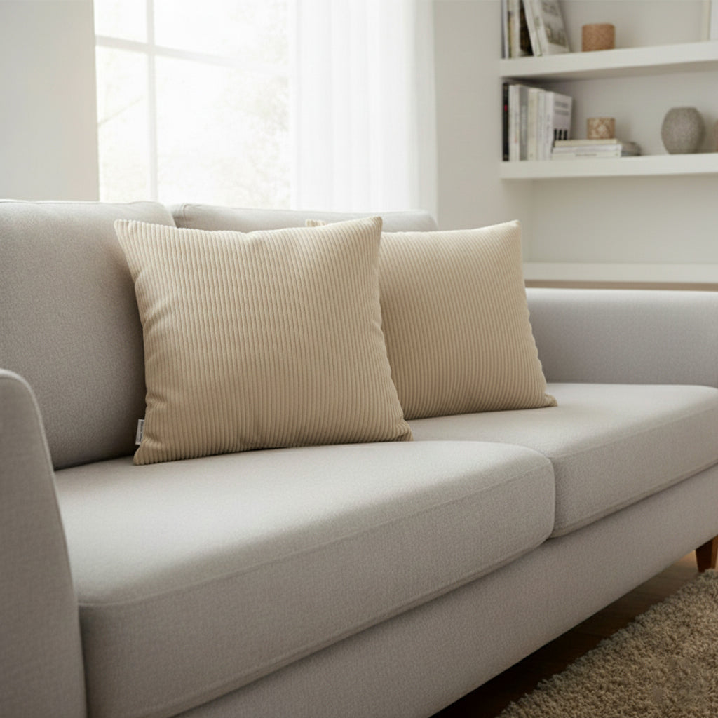 Danny Home Cotton Corduroy Cushion – Beige 50x50cm