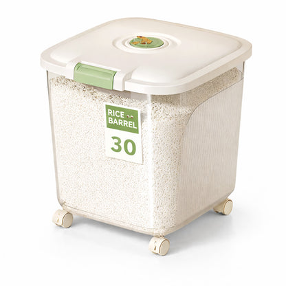 Leak-Proof Rice Storage Container – 30L Airtight PP Bin with Wheels