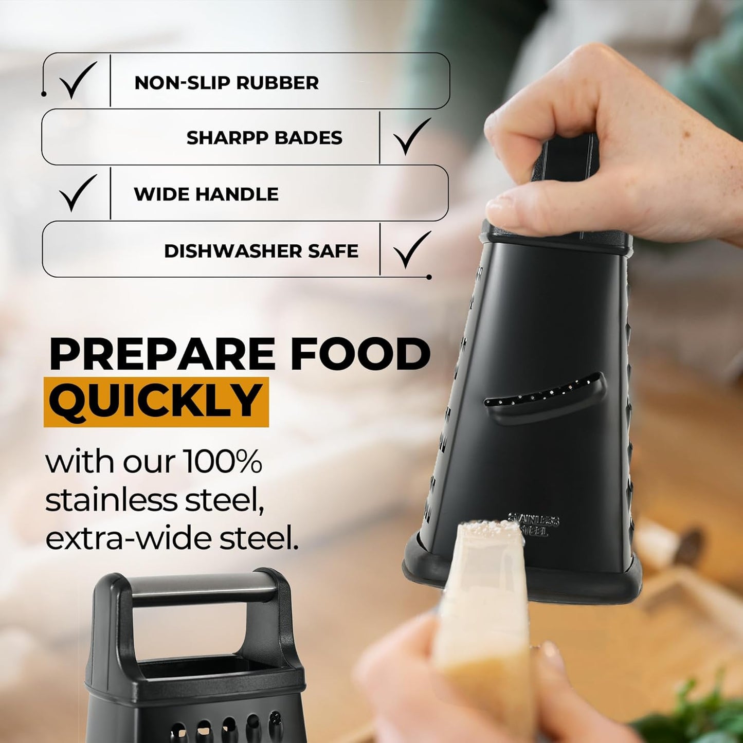 WELLMES Stainless Steel 4-Sided Grater