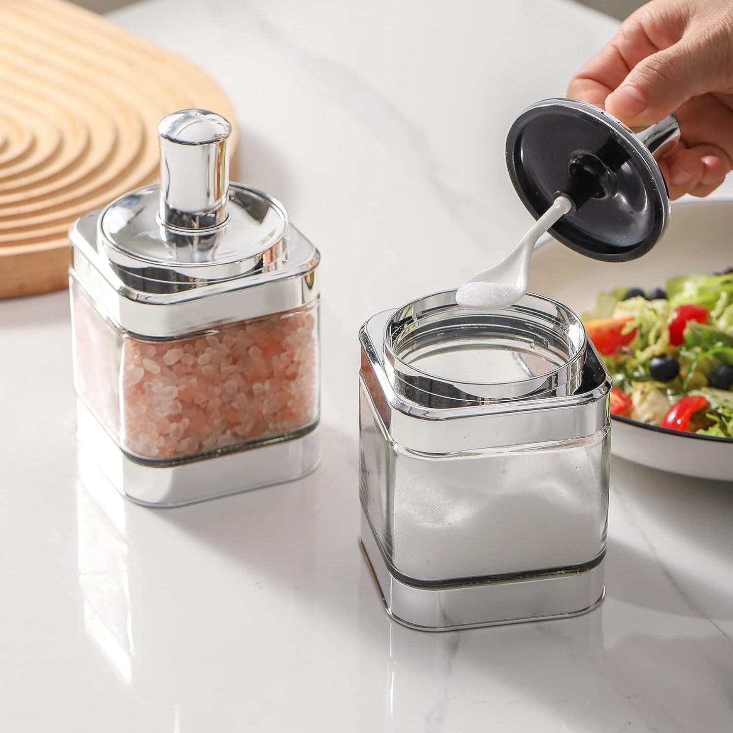 2-Pieces Transparent Glass Jar with Spoon