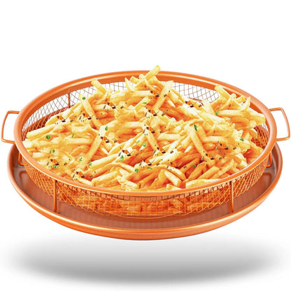 2 Piece Set Round Copper Air Fry Crisper Tray