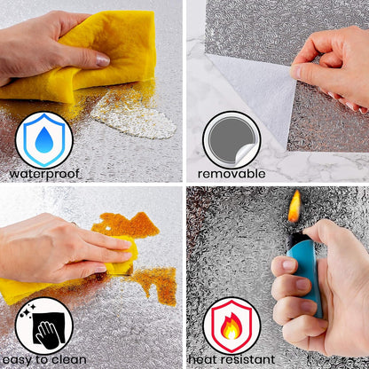 Waterproof Peel and Stick Oil-Proof Self Adhesive Aluminum Foil 60x200cm