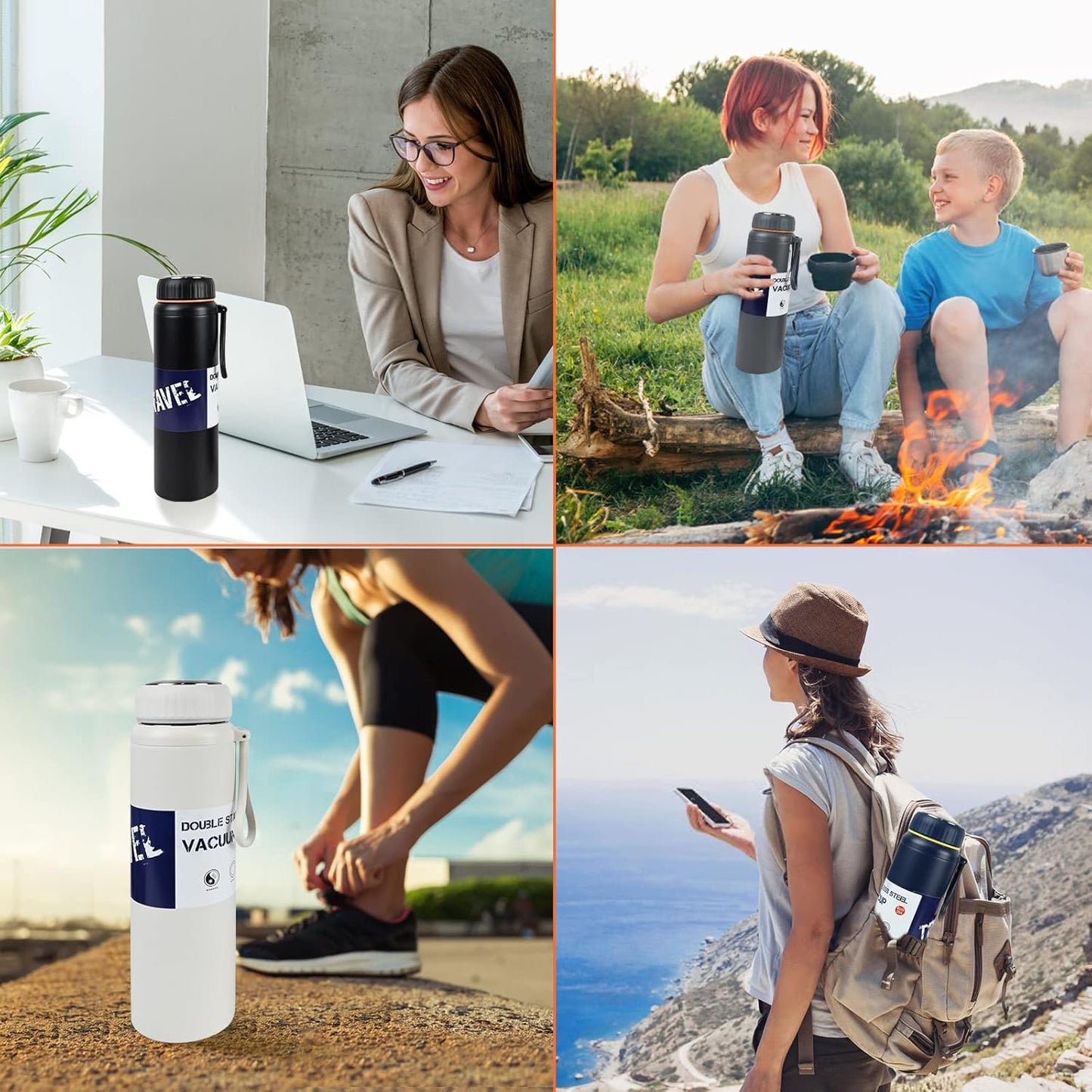 1000-ml Thermos Bottles Stainless Steel Leak-Proof Bottle for Hot and Cold Drinks