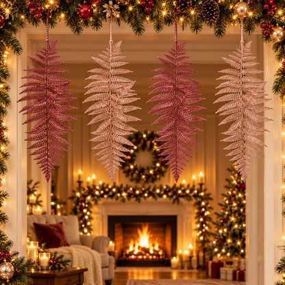 House of Seasons Glitter Fern Christmas Spray – 80 cm