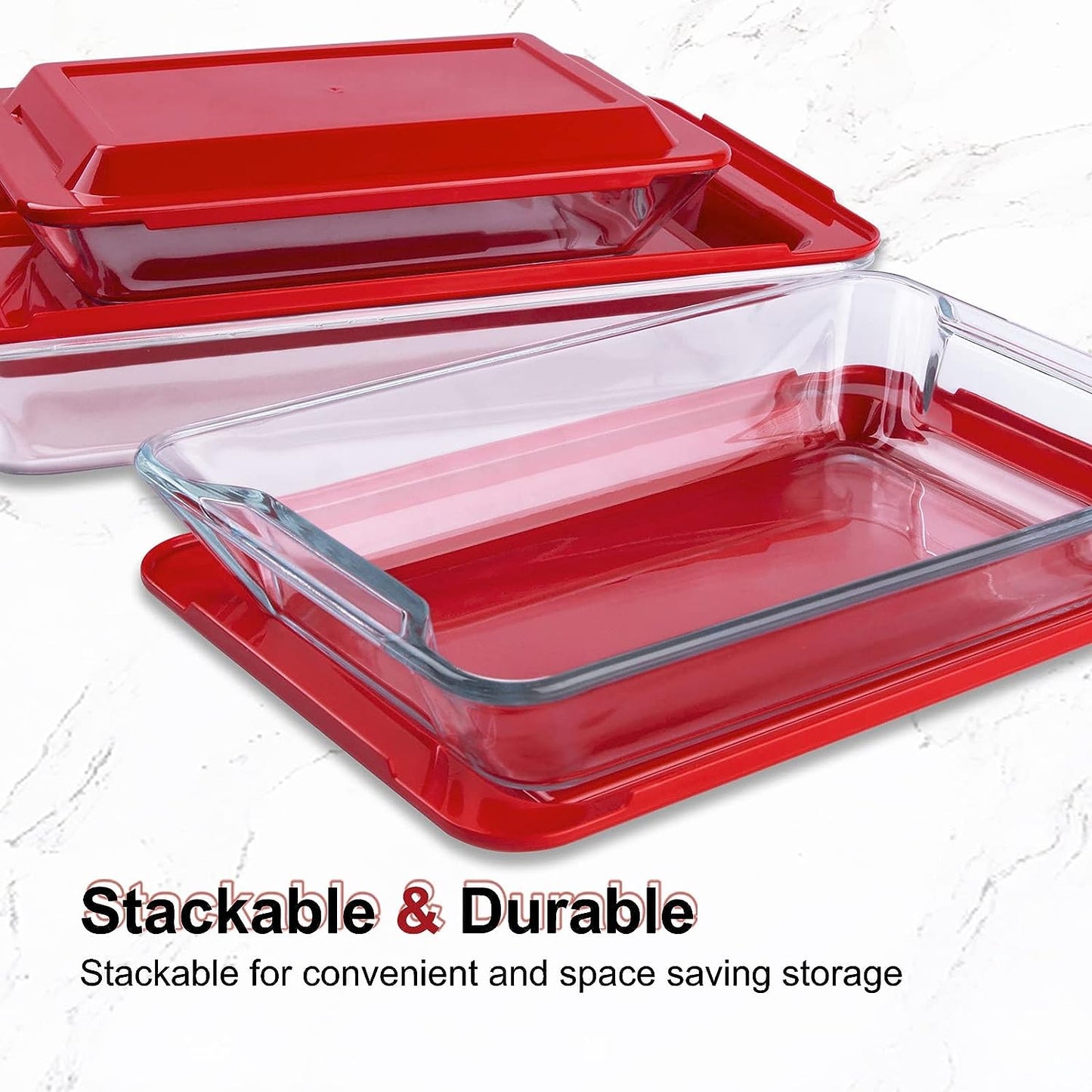 FENIX Set of 3PCS Tempered Nesting Glass Bakeware Set