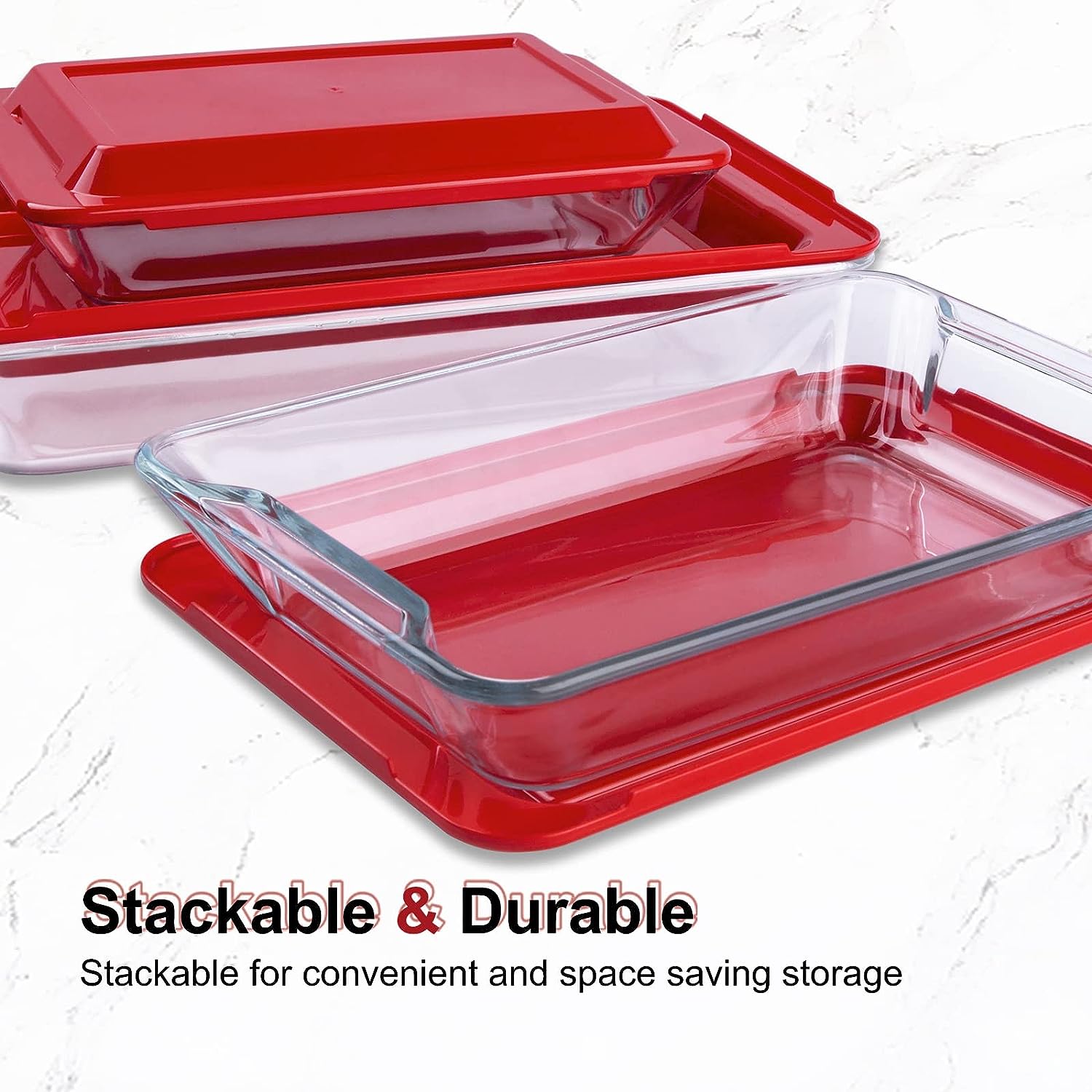 FENIX Set of 3PCS Tempered Nesting Glass Bakeware Set