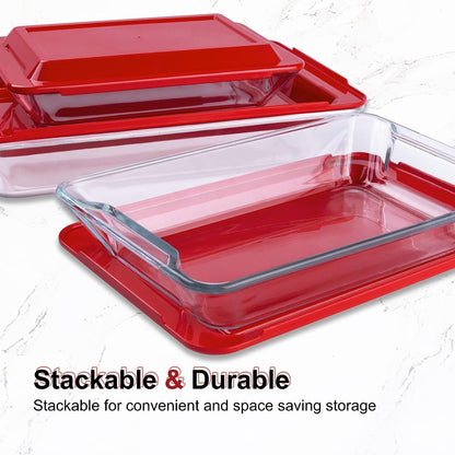 FENIX Set of 3PCS Tempered Nesting Glass Bakeware Set