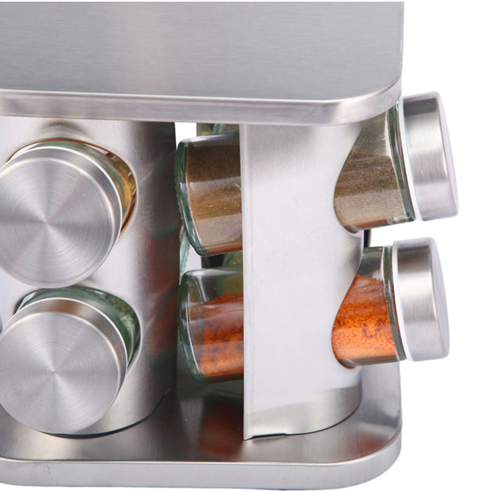 8-JARS 100ML Stainless Steel Rotating Seasoning Spice Jar Set