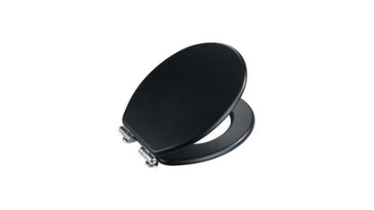 Wenko Toilet Seat Black – Soft Close MDF WC Seat with Leather Look Design