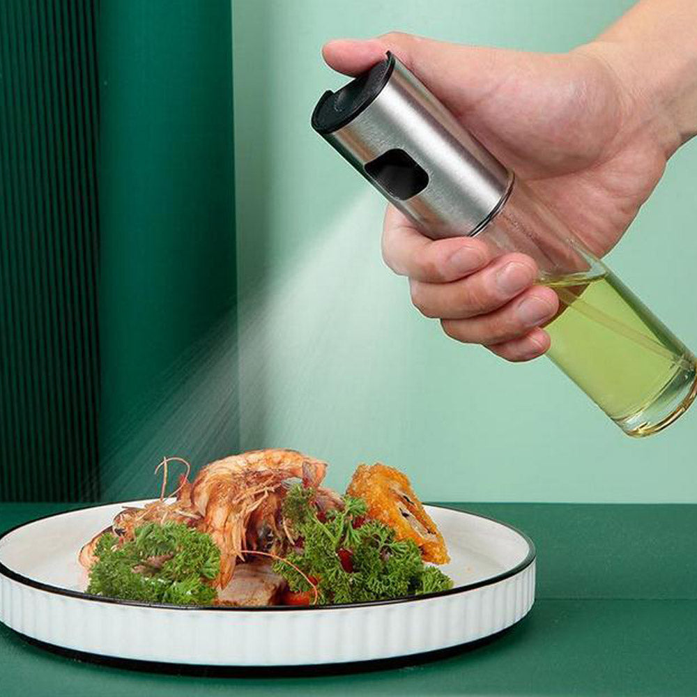 Heavy-duty Stainless Steel with Glass Olive Oil Sprayer Dispenser For Cooking 100-ml