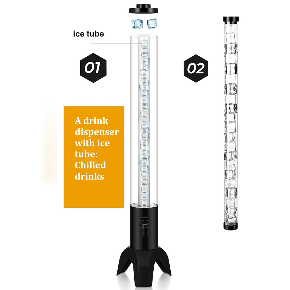 3-L Tower Beverage Dispenser With Ice Tube