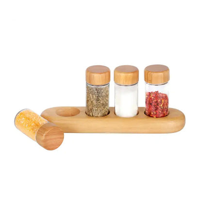 4 Jar Seasoning Bottle Set With Base Holder M-04 (D4 x H10)cm