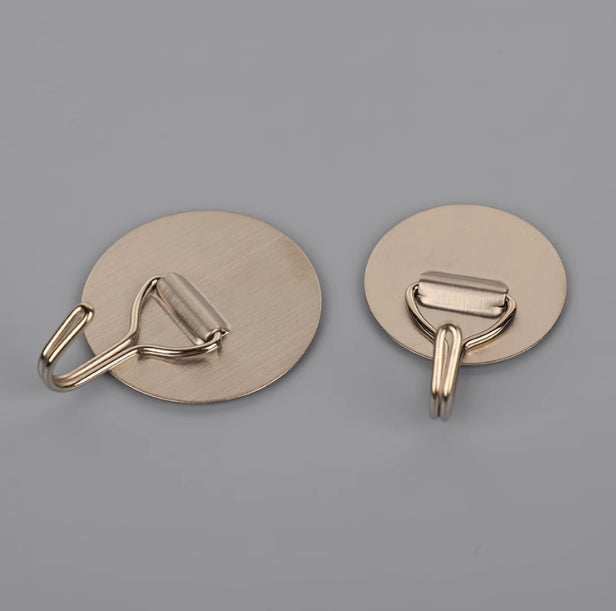 6-Pieces No Drill Round Heavy Duty Stainless Steel Self Adhesive Hooks 1010-1