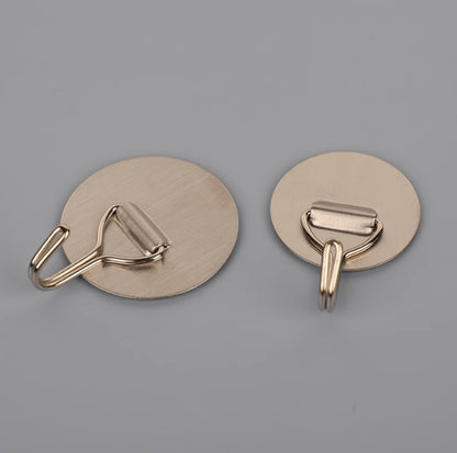 6-Pieces No Drill Round Heavy Duty Stainless Steel Self Adhesive Hooks 1010-1