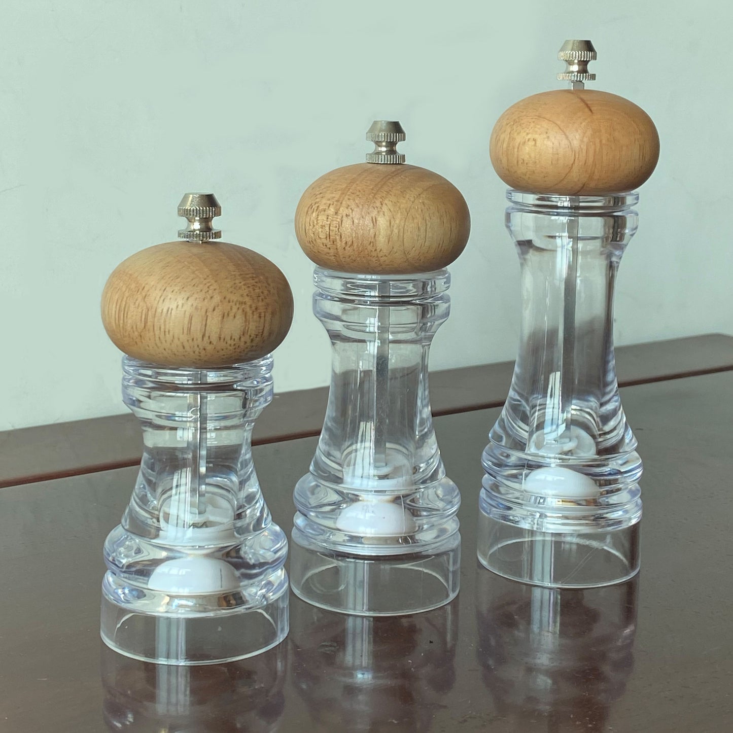 Acrylic Salt and Pepper Grinder Mill Wood Lid