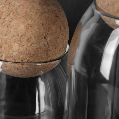 3-Pieces Set Glass Food Storage Jars with Wood Lid Ball