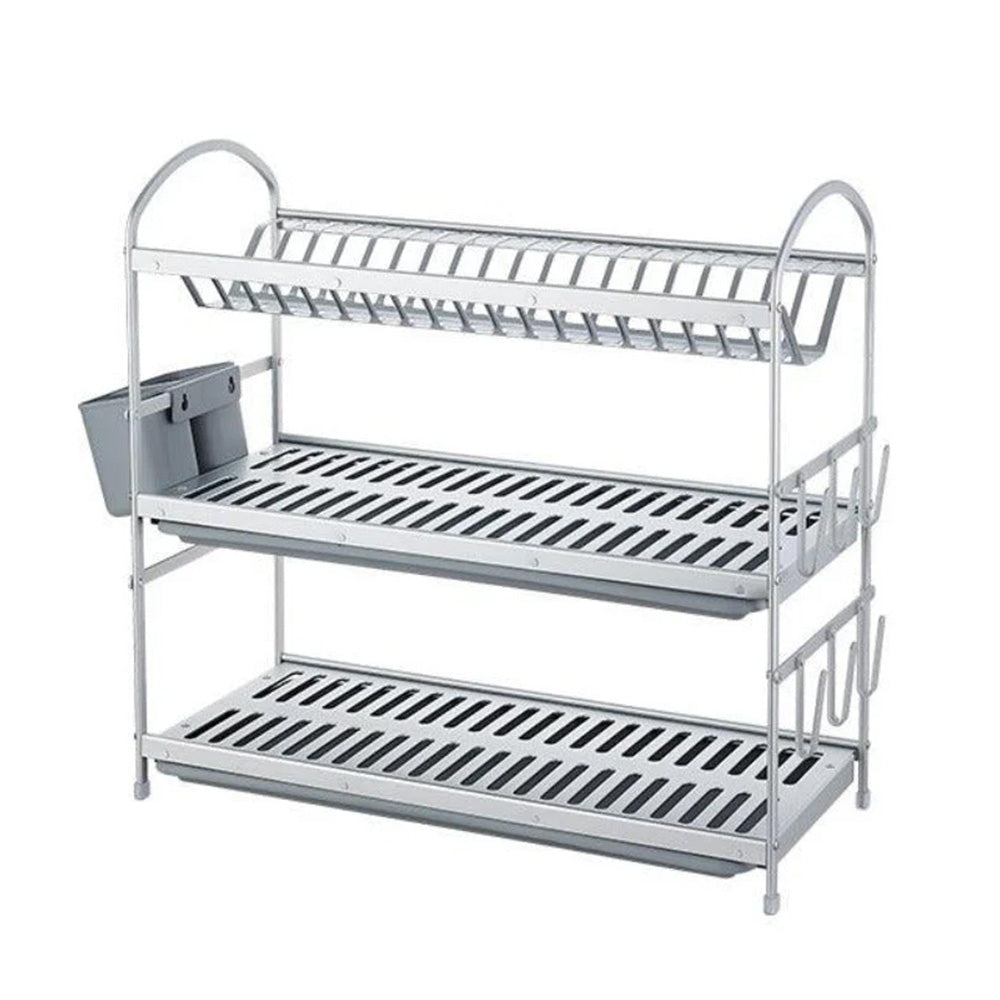 65-cm Aluminum Large 3-Layer Dish Rack
