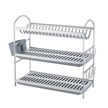 65-cm Aluminum Large 3-Layer Dish Rack