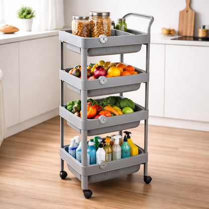 Multi-Purpose 4-Tier Plastic Storage Rack on Wheels