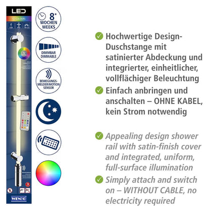 Wenko LED Shower Rail – Award-Winning RGB & Warm White Illuminated Rod with Remote