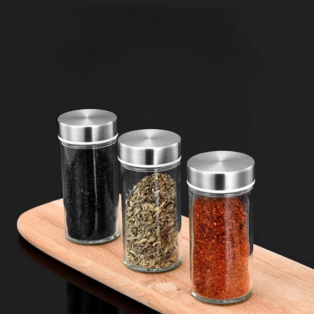16-JARS Stainless Steel Wood Grain Spice Rack