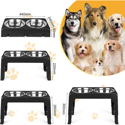 Raised Dog Bowls – 3 Height Adjustable Stand