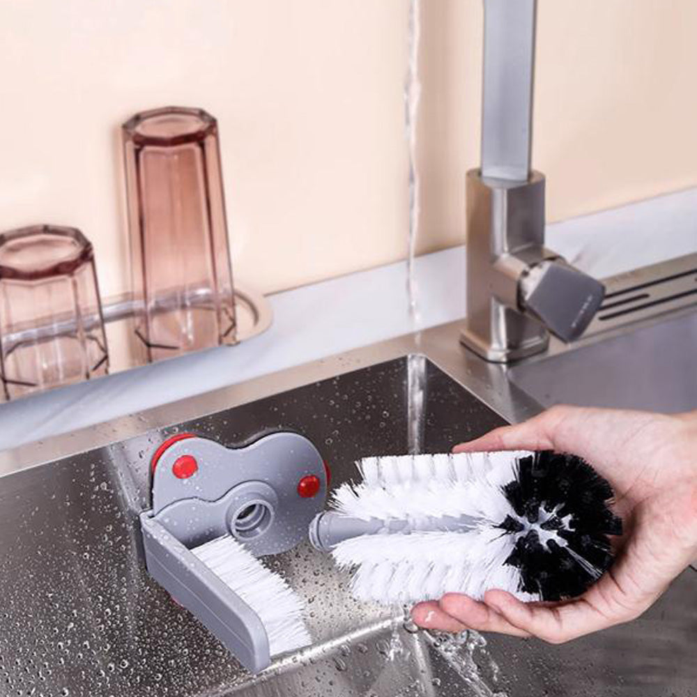Double Side Bar Glass Brush Washer Cleaner with Suction Base