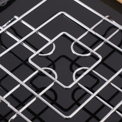 18-cm Stainless Steel Square Kitchen Hot Pot Stand with Handle Heat Resistance Stand