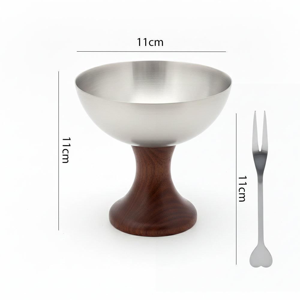 1-Pcs Stainless Steel Bowl with Fork for Ice Cream & Dessert