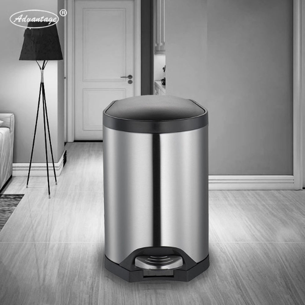 Heavy Duty Rectangular Stainless-Steel Trash Can with Lid & Pedal 20/30/40-Liter