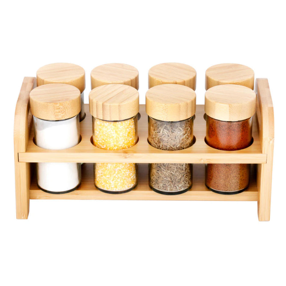 8-Jar Seasoning Bottle Set With Wood Base Holder HF-12