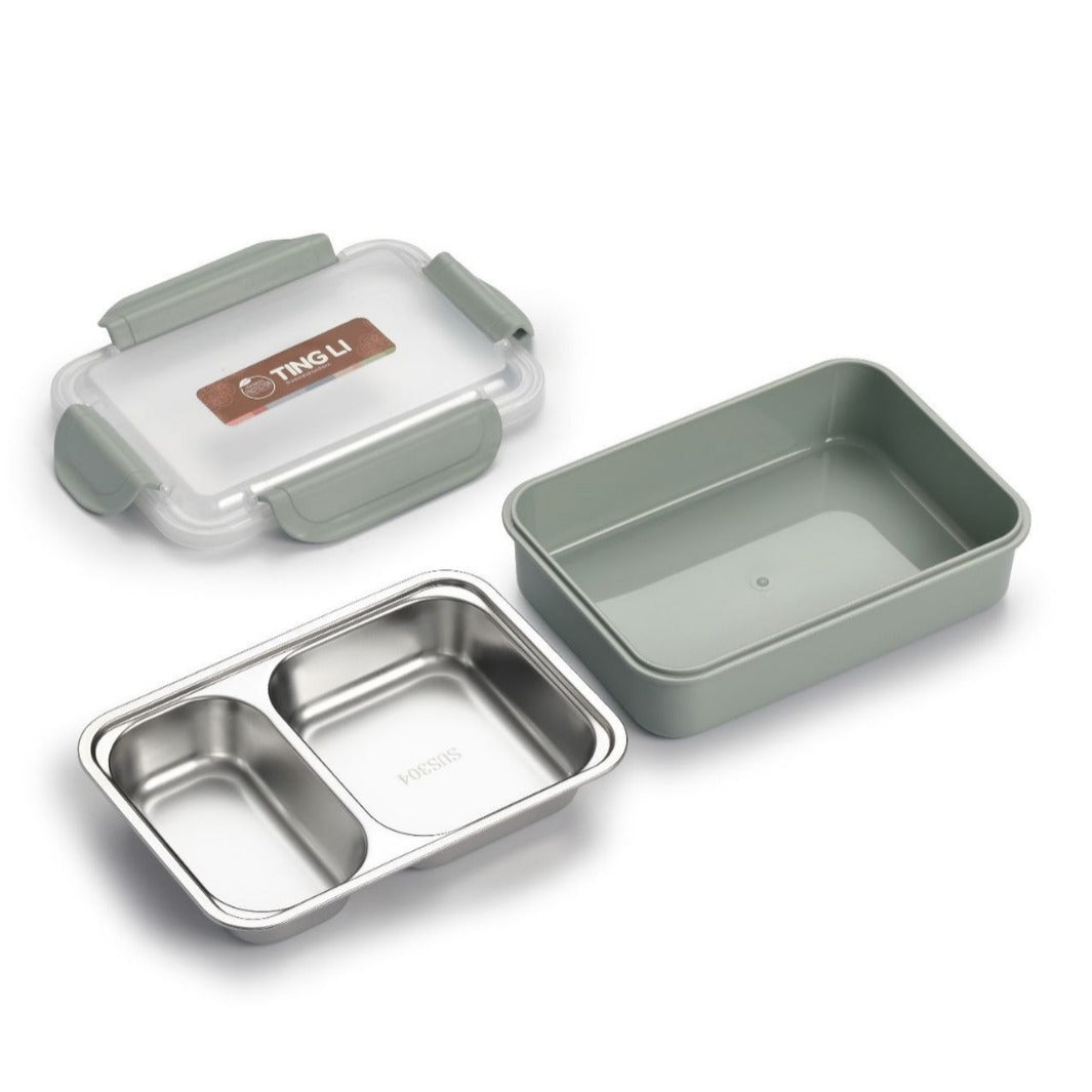 Stainless Steel Lunch Box for School and Office 2-Compartment