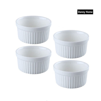 Danny Home 4-Pcs Mini Ramekins 160ml Small Ceramic Bowls for Dips, Souffle, Creme Brulee, and Baking