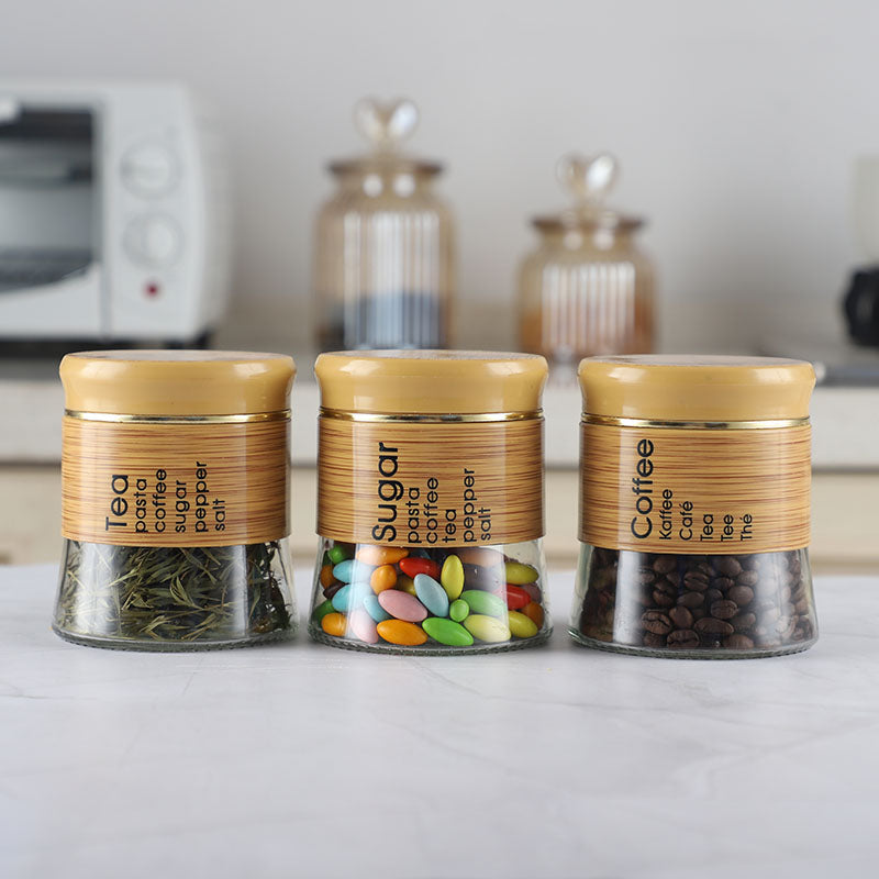 Bamboo Spice Rack Set with 6 Glass Jars Plastic Lid – 400ml #CB-TWJ45