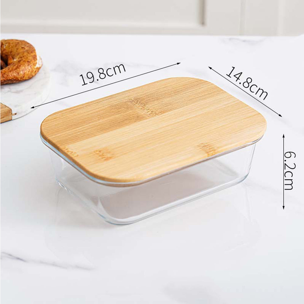3-Pieces Rectangular Glass Food Storage Containers 370/640/1040ml